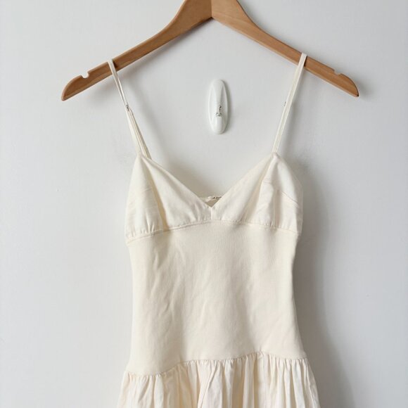 Zara Poplin Midi Dress NWT Beige White Size Small - Picture 5 of 8